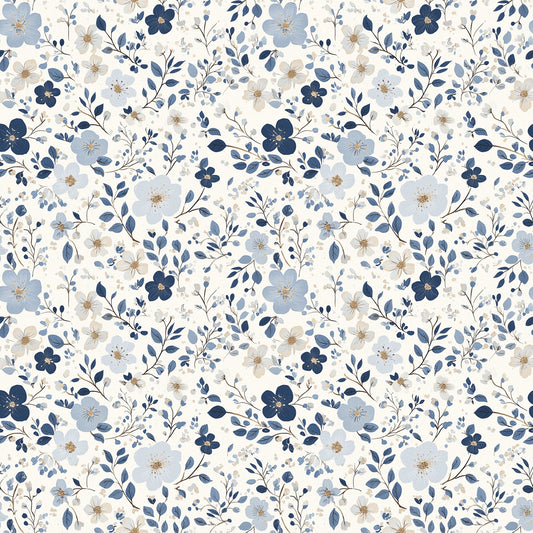 Pastel Blue Floral Digital Seamless Pattern