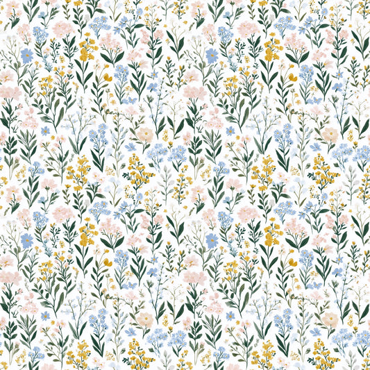 Pastel Blue Wildflowers Digital Seamless Pattern