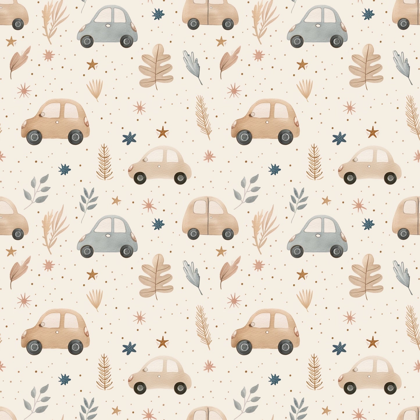 Pastel Cars Digital Seamless Pattern