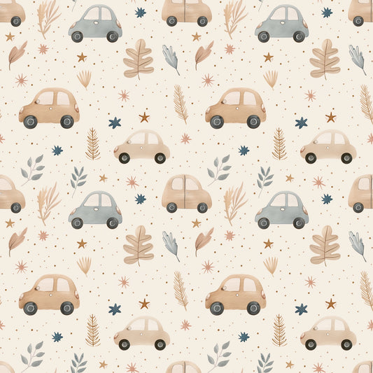 Pastel Cars Digital Seamless Pattern
