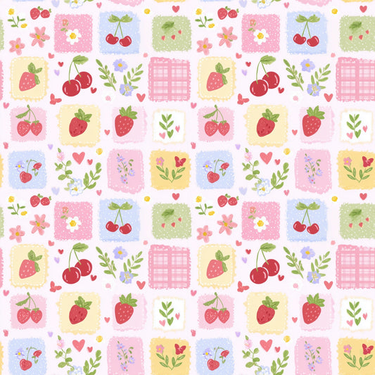 Pastel Cherries & Strawberries Digital Seamless Pattern
