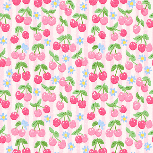 Pastel Cherries Digital Seamless Pattern