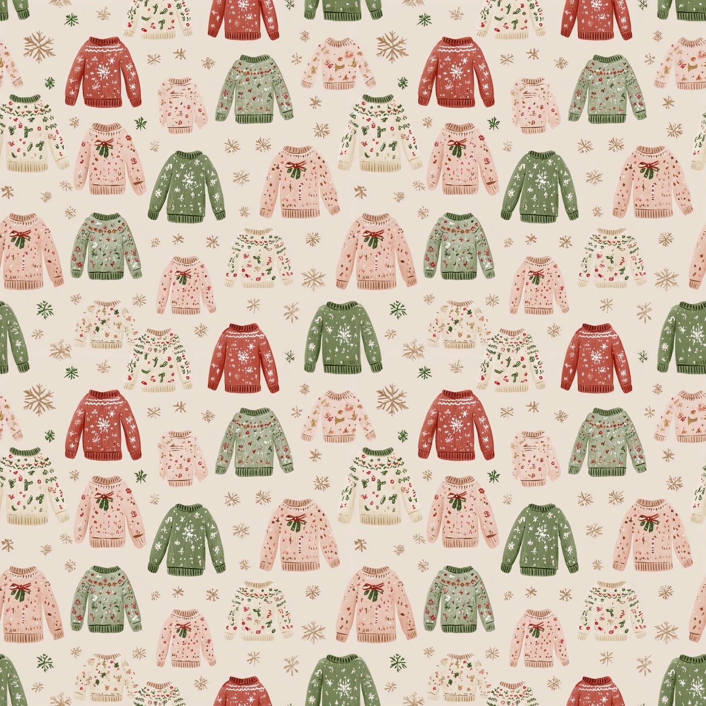 Pastel Christmas Sweaters Digital Seamless Pattern