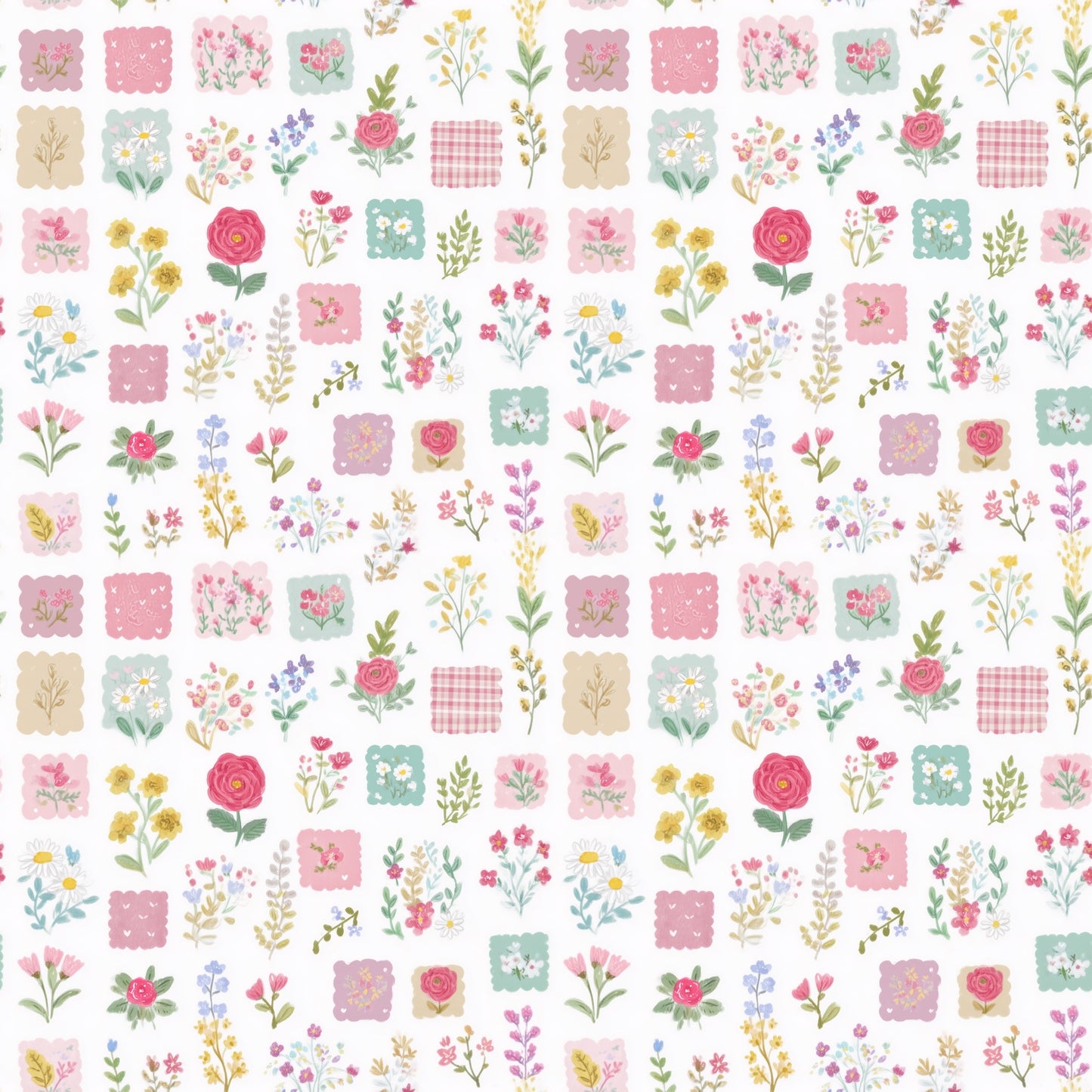 Pastel Ditsy Patchwork Digital Seamless Pattern