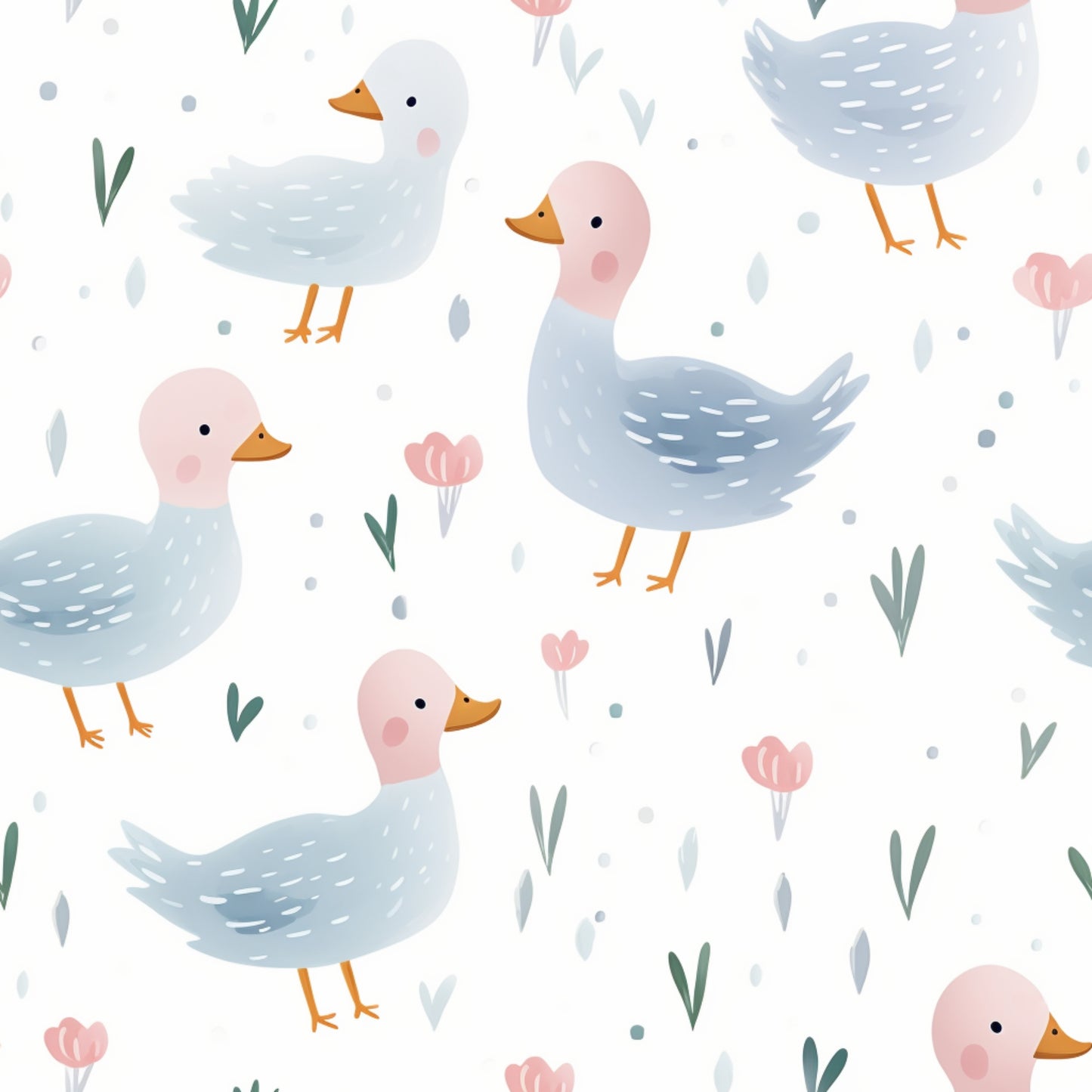 Pastel Ducks Digital Seamless Pattern