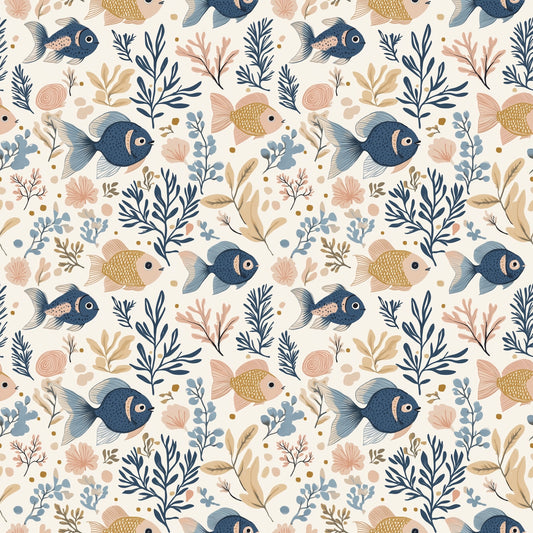 Pastel Fishes Digital Seamless Pattern