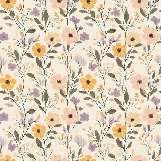 Pastel Floral Field Digital Seamless Pattern