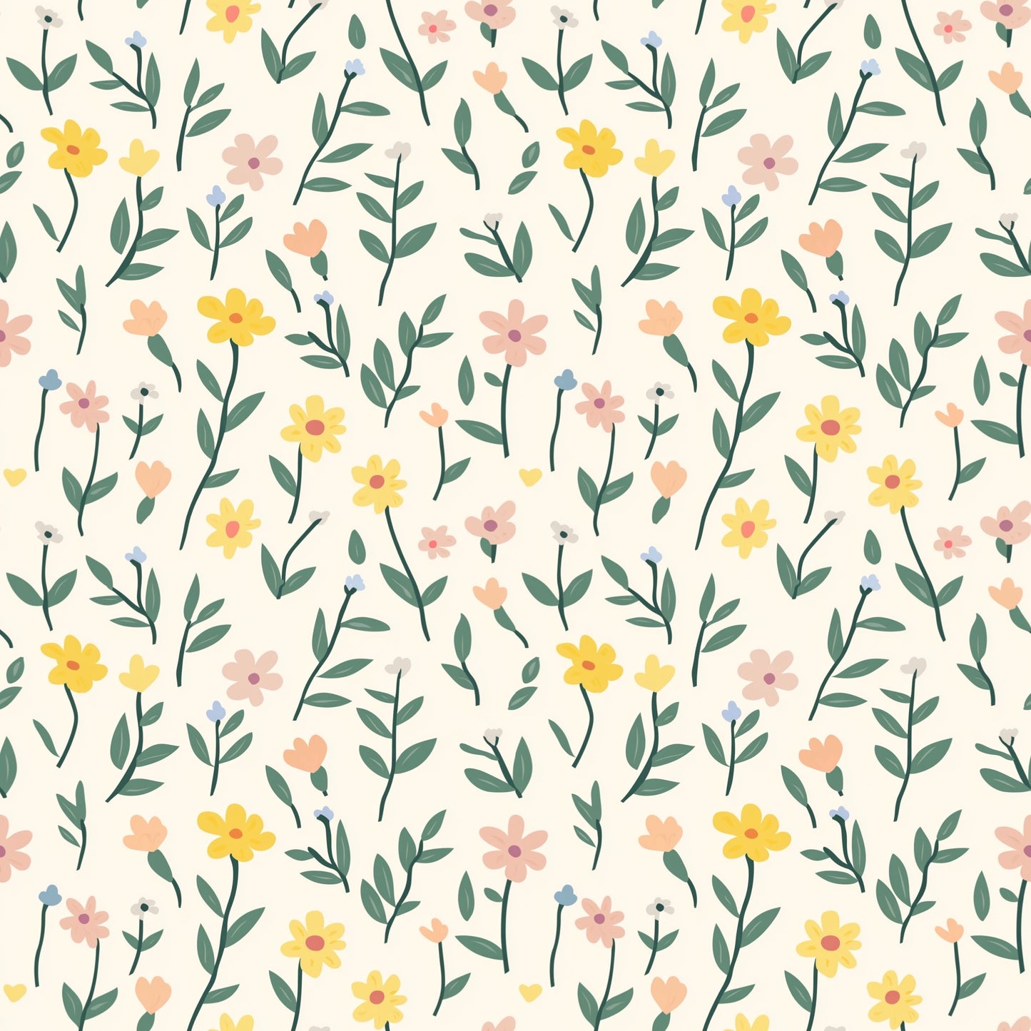 Pastel Flowers Digital Seamless Pattern