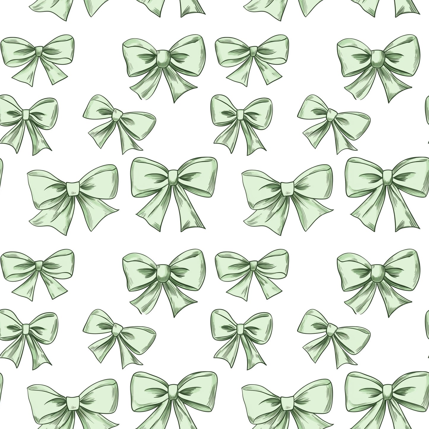 Pastel Green Bows Digital Seamless Pattern
