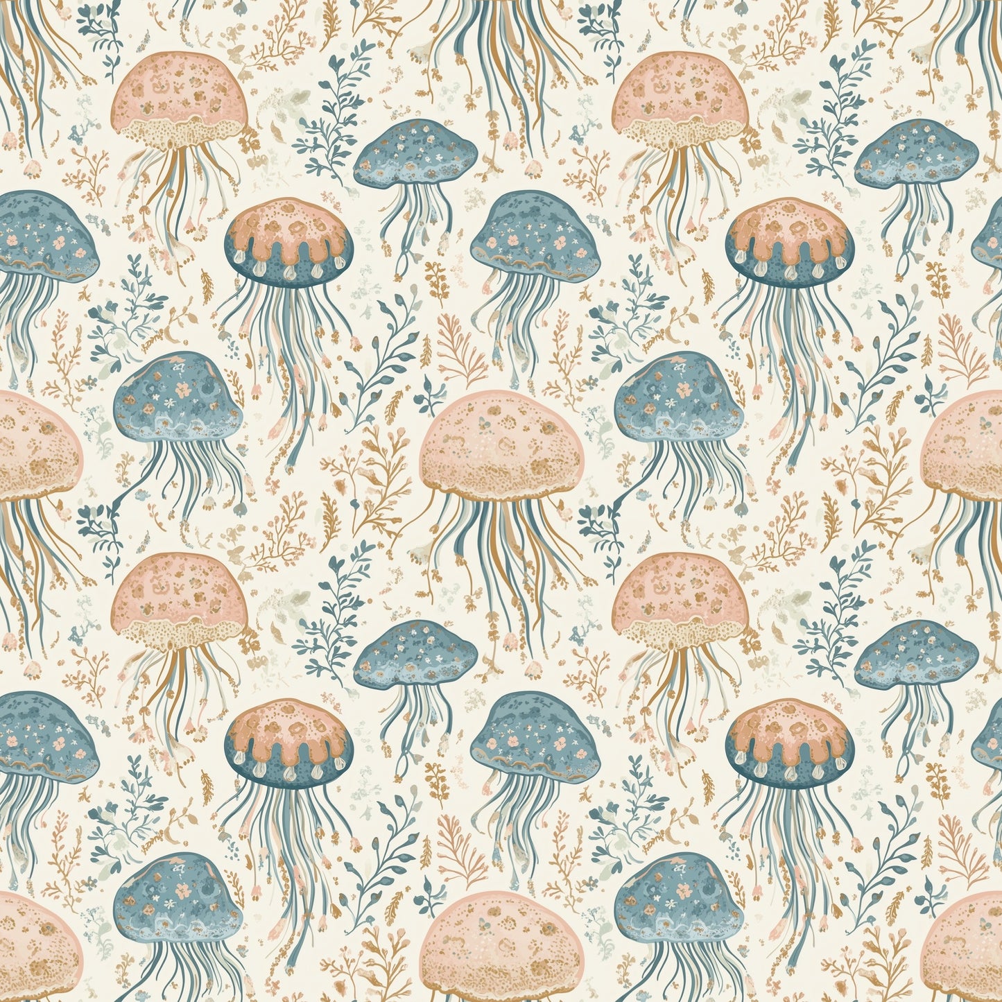 Pastel Jellyfish Digital Seamless Pattern