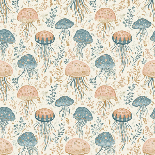 Pastel Jellyfish Digital Seamless Pattern