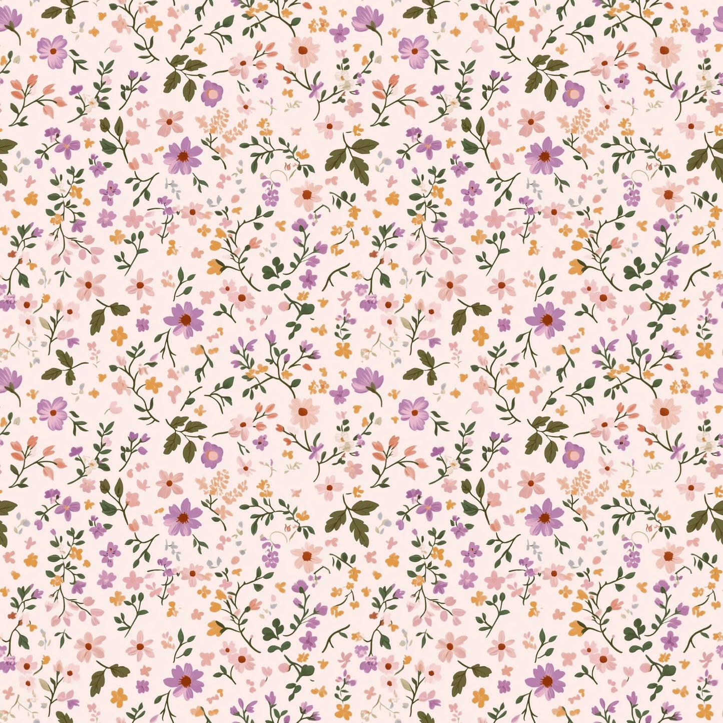 Pastel Lavender Ditsy Floral Digital Seamless Pattern