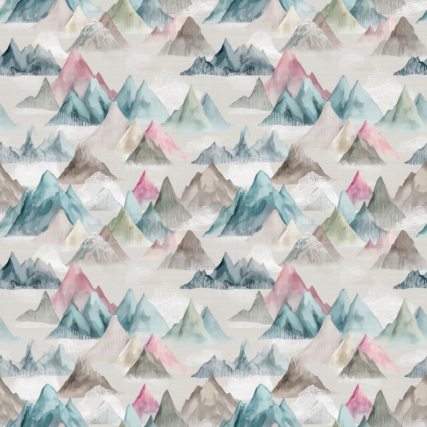 Pastel Mountains Digital Seamless Pattern