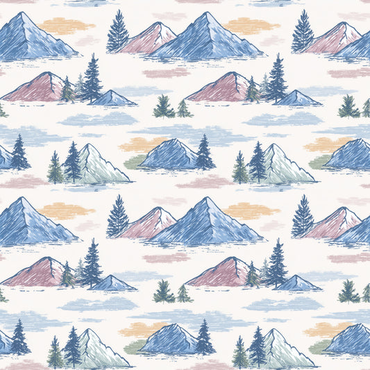 Pastel Mountains Digital Seamless Pattern