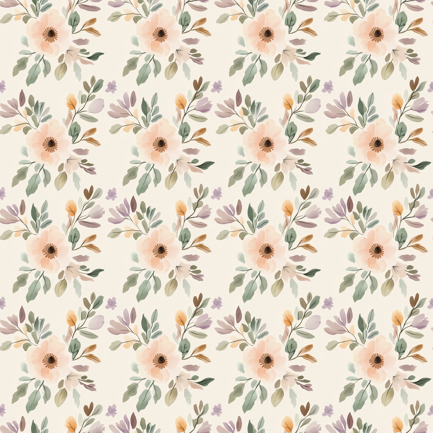 Pastel Pink Floral Bouquet Digital Seamless Pattern