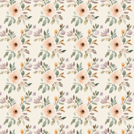 Pastel Pink Floral Bouquet Digital Seamless Pattern