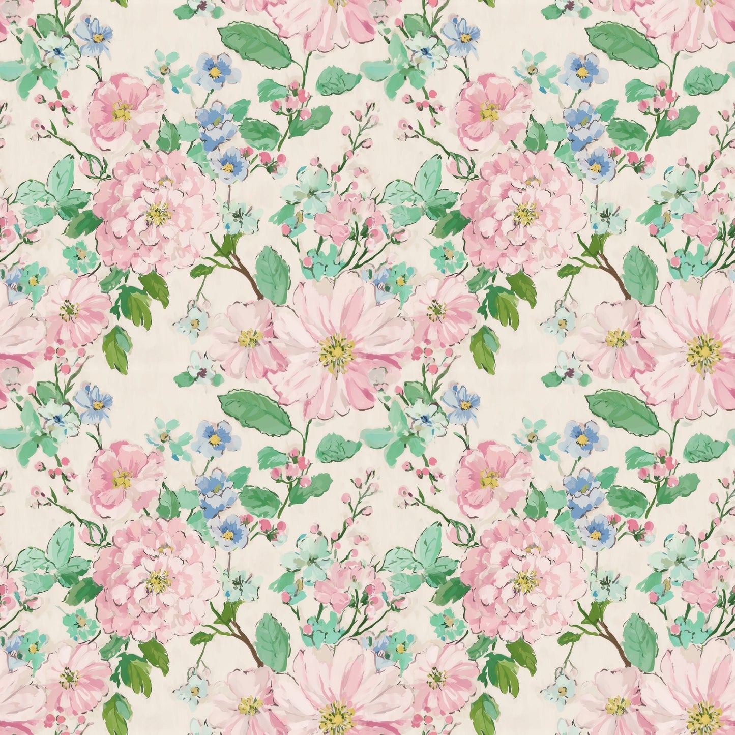 Pastel Pink Ditsy Floral Digital Seamless Pattern