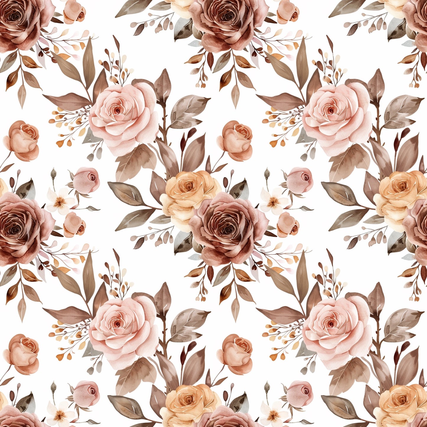 Pastel Pink Roses Digital Seamless Pattern