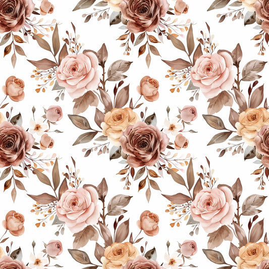 Pastel Pink Roses Digital Seamless Pattern