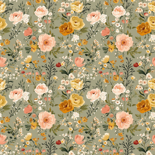 Pastel Pink & Sage Ditsy Floral Digital Seamless Pattern