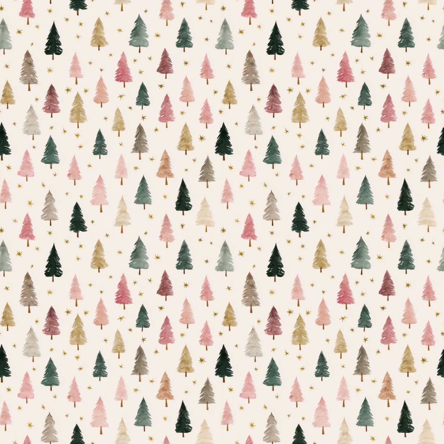 Pastel Pink Trees Digital Seamless Pattern