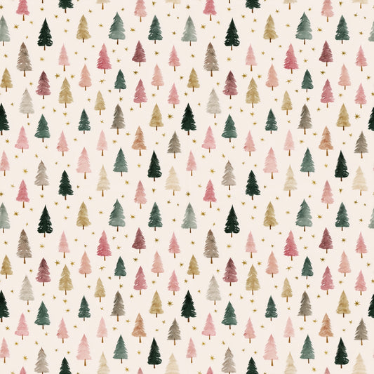 Pastel Pink Trees Digital Seamless Pattern
