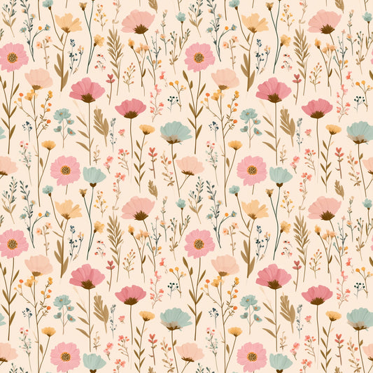 Pastel Retro Floral Digital Seamless Pattern