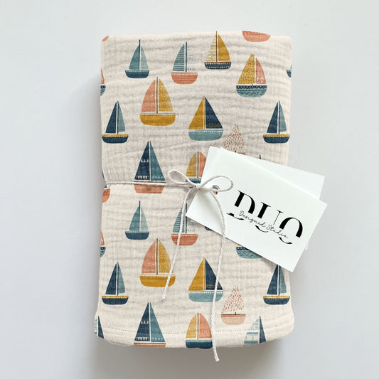 Pastel Sailing Boats Digital Seamless Pattern