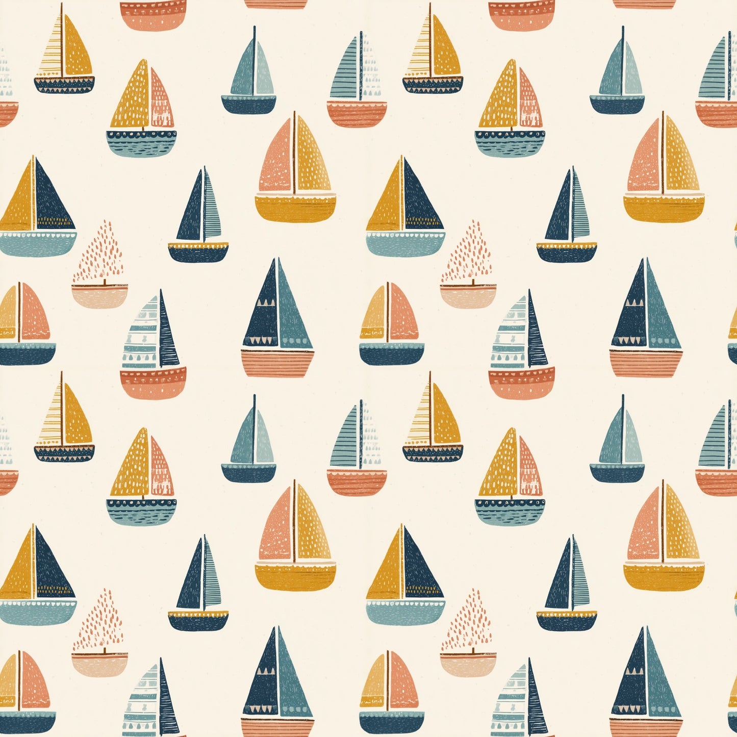 Pastel Sailing Boats Digital Seamless Pattern