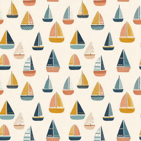 Pastel Sailing Boats Digital Seamless Pattern