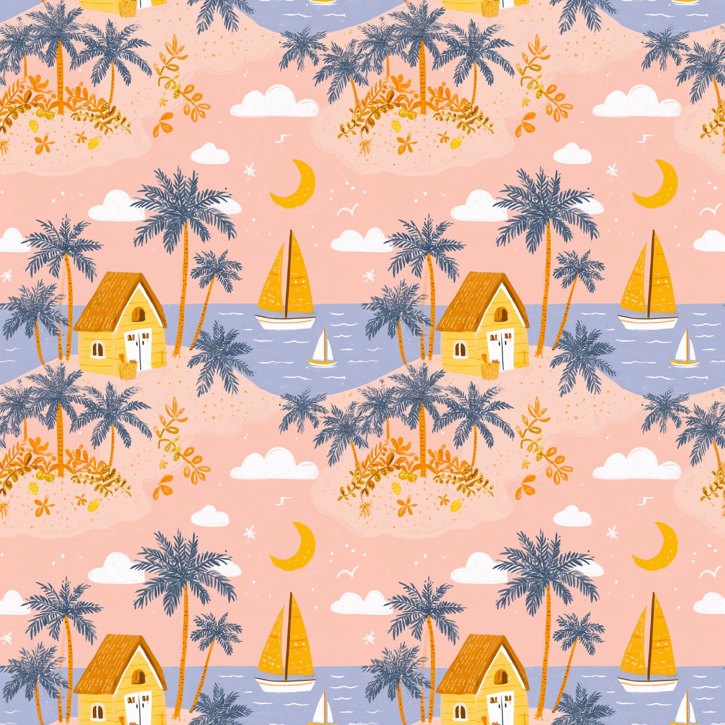Pastel Sails Digital Seamless Pattern