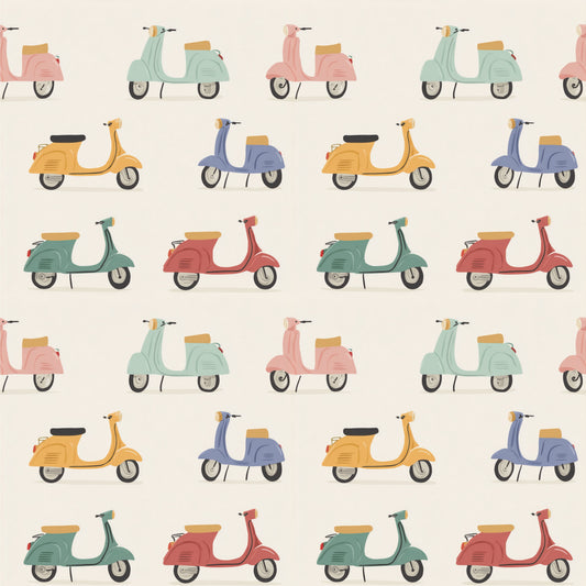 Pastel Scooters Digital Seamless Pattern