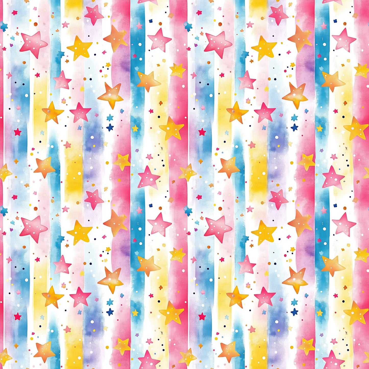 Pastel Stripes & Stars Digital Seamless Pattern