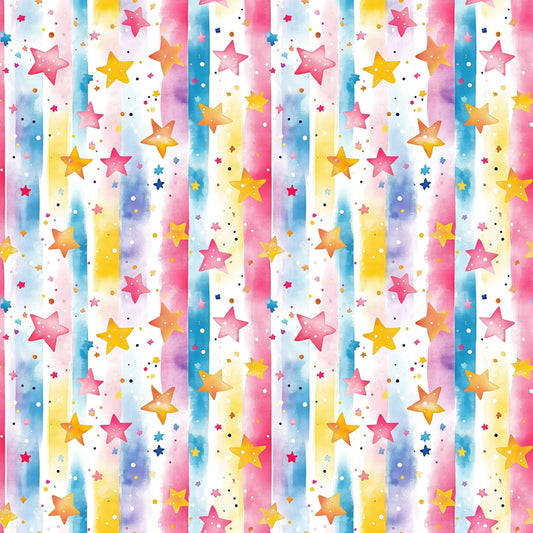 Pastel Stripes & Stars Digital Seamless Pattern