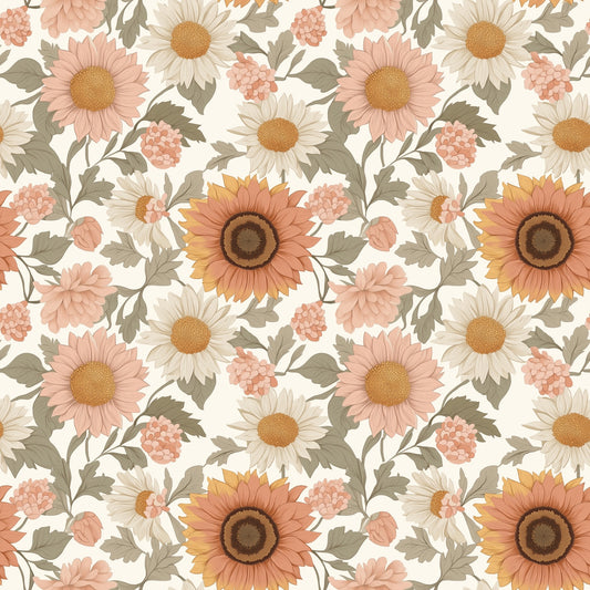 Pastel Sunflowers Digital Seamless Pattern