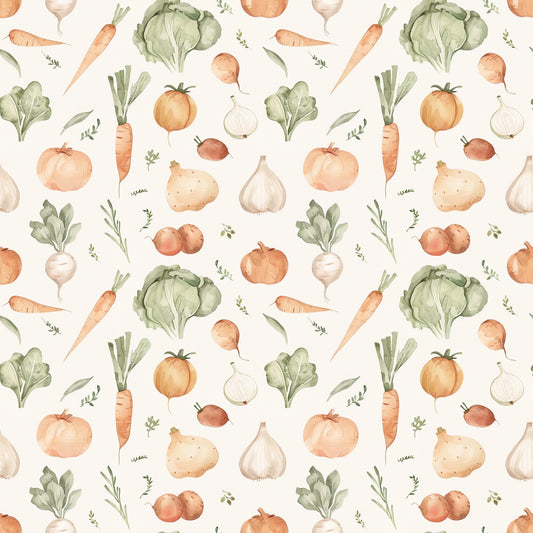 Pastel Root Vegetables Digital Seamless Pattern
