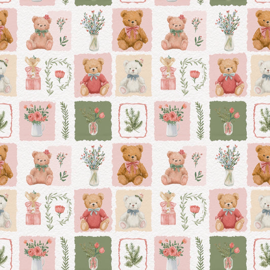 Pastel Vintage Bears Digital Seamless Pattern