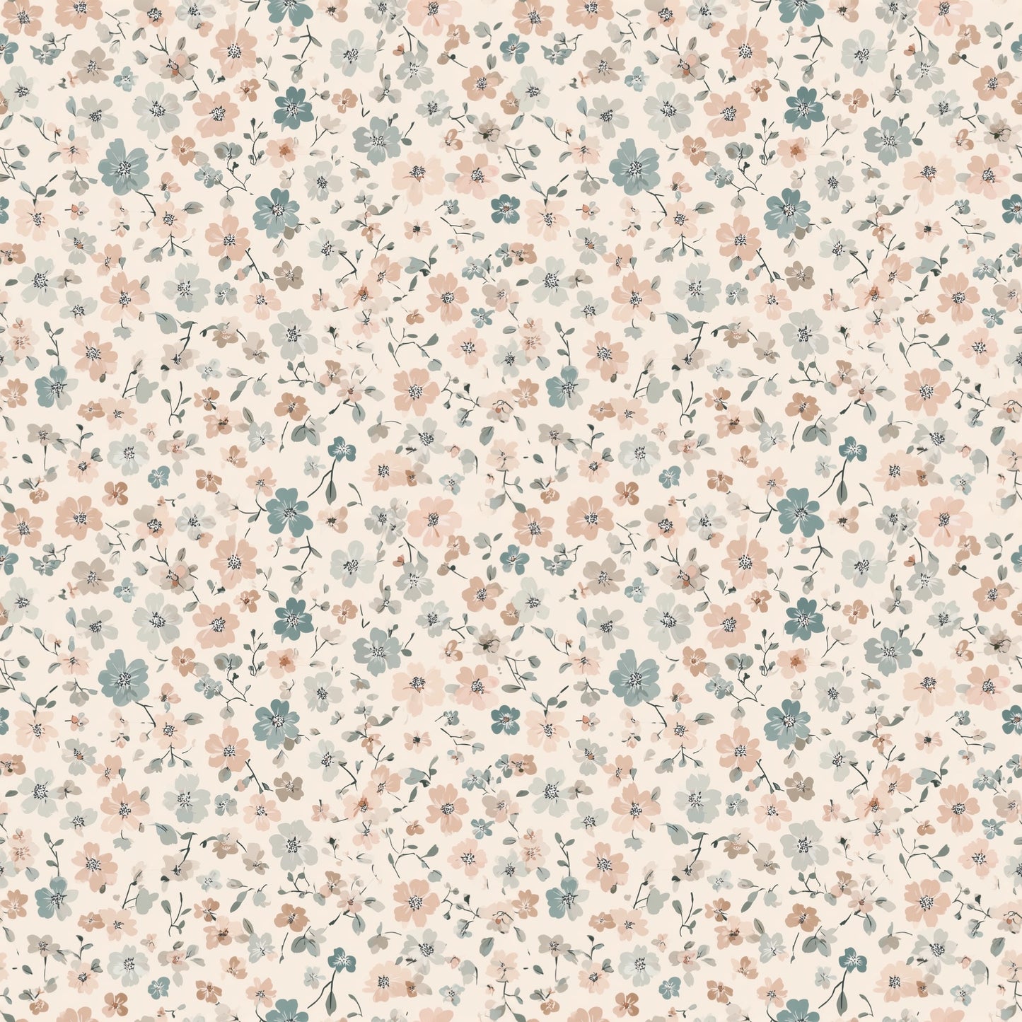 Pastel Vintage Flowers Digital Seamless Pattern