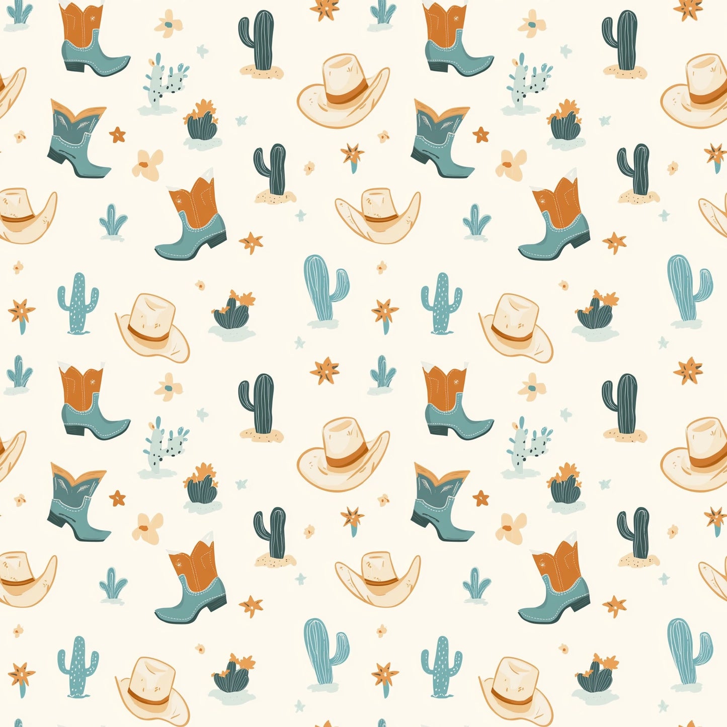 Pastel Western Boots Digital Seamless Pattern