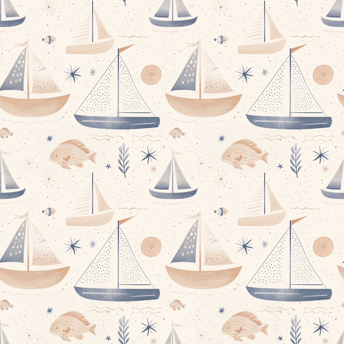 Pastel Boats Digital Seamless Pattern