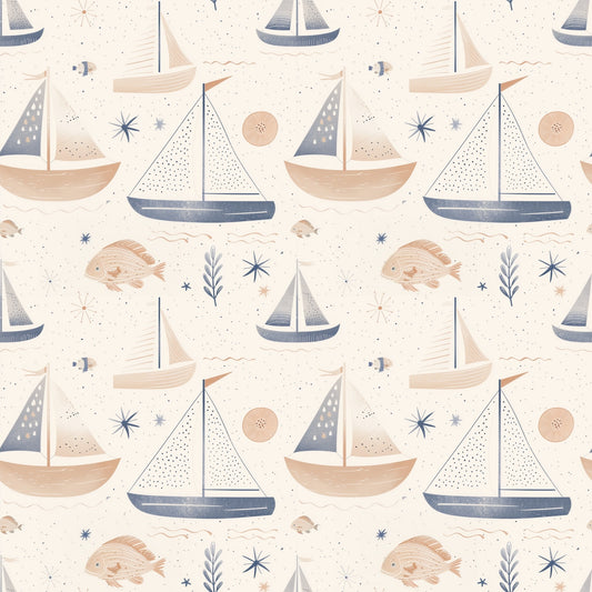 Pastel Boats Digital Seamless Pattern