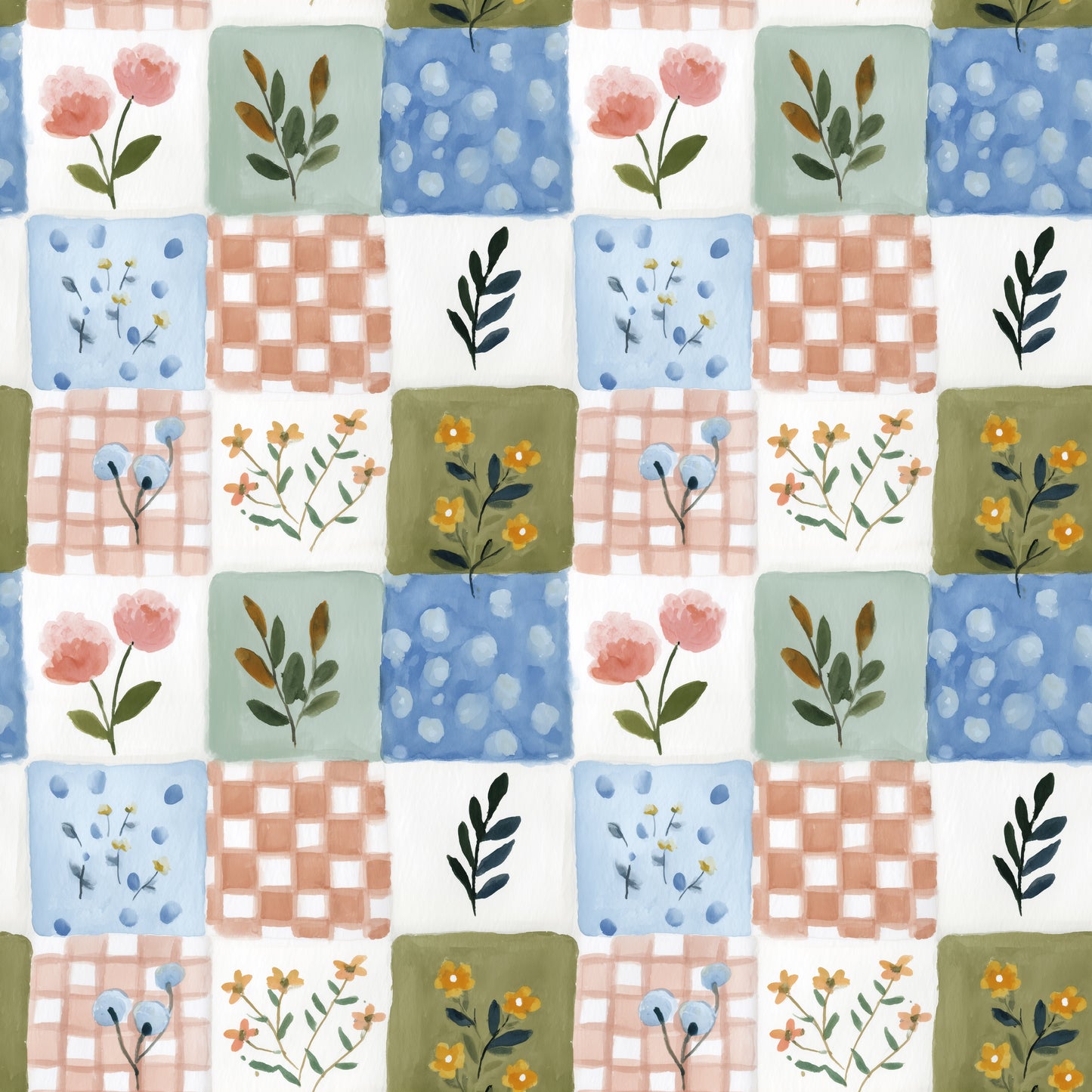 Patchwork Checks Digital Seamless Pattern