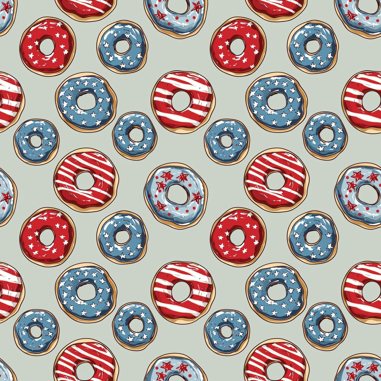 Patriotic Donuts Digital Seamless Pattern