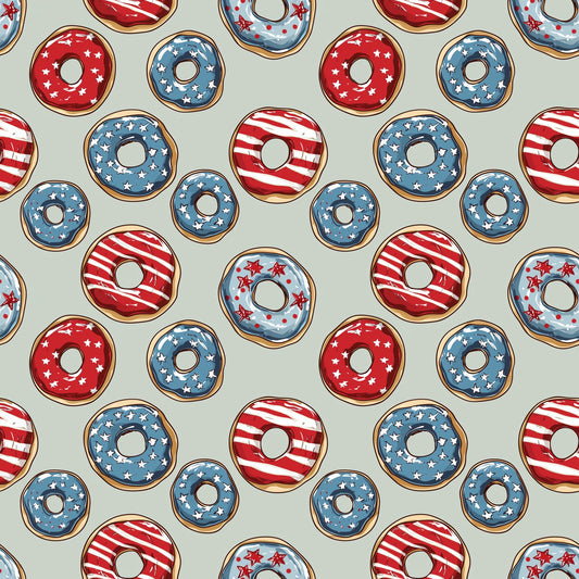 Patriotic Donuts Digital Seamless Pattern