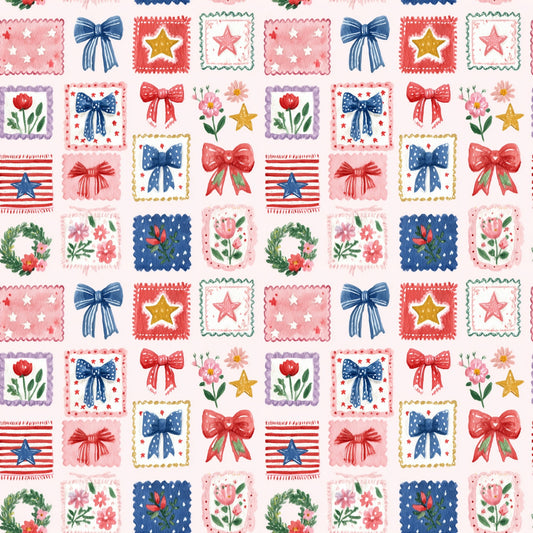 Patriotic Patchwork Digital Seamless Pattern