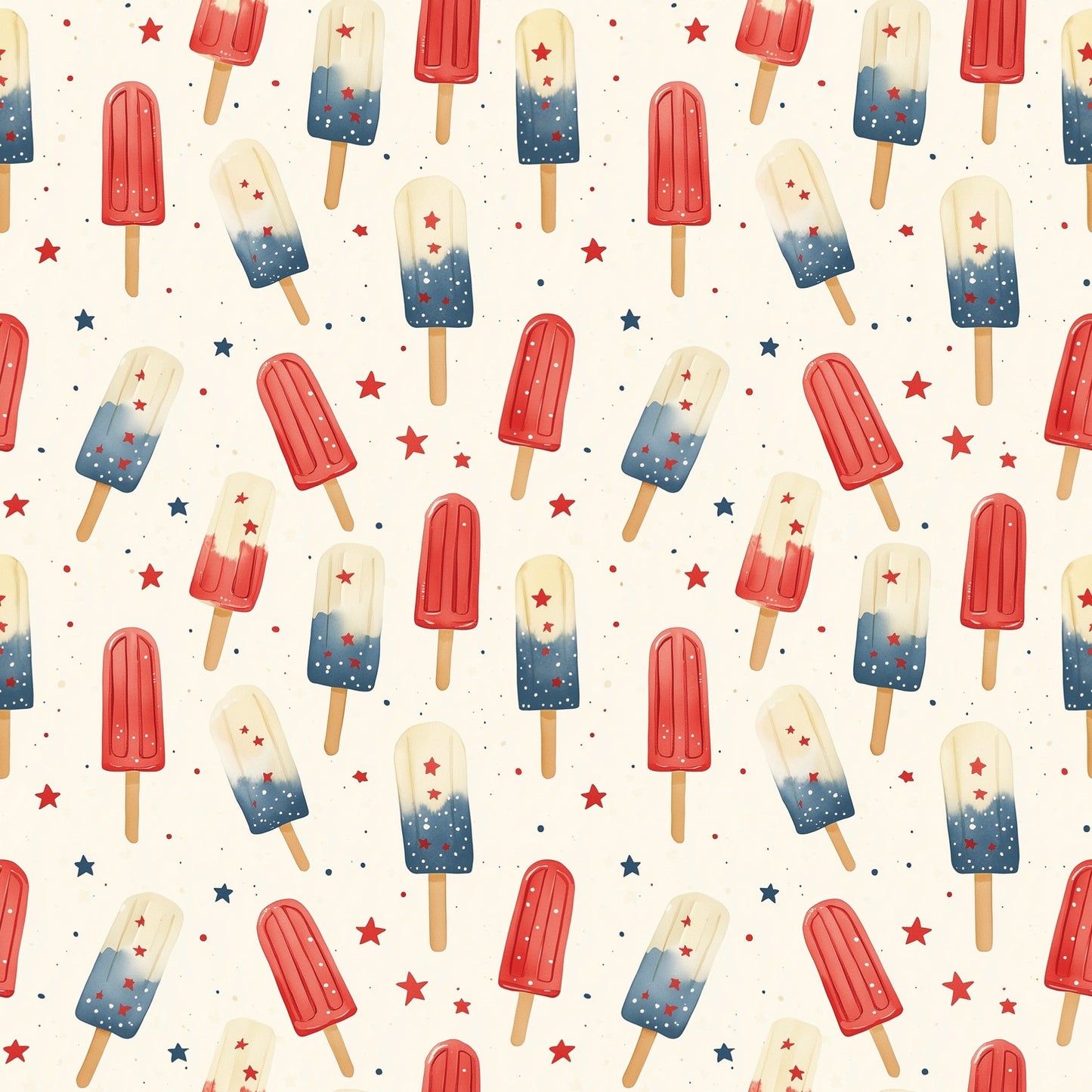 Patriotic Popsicles Digital Seamless Pattern