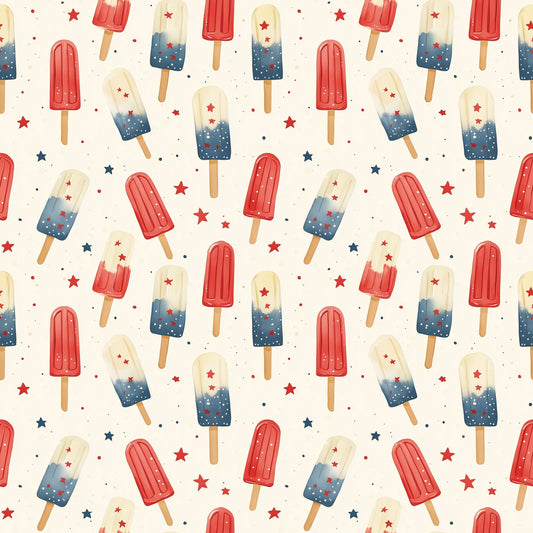Patriotic Popsicles Digital Seamless Pattern