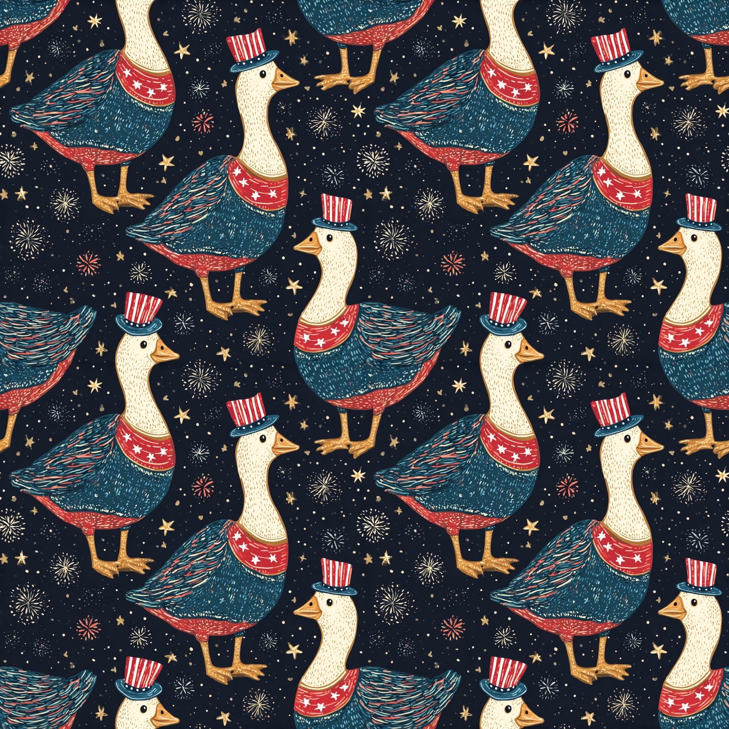 Patriotic USA Goose Digital Seamless Pattern