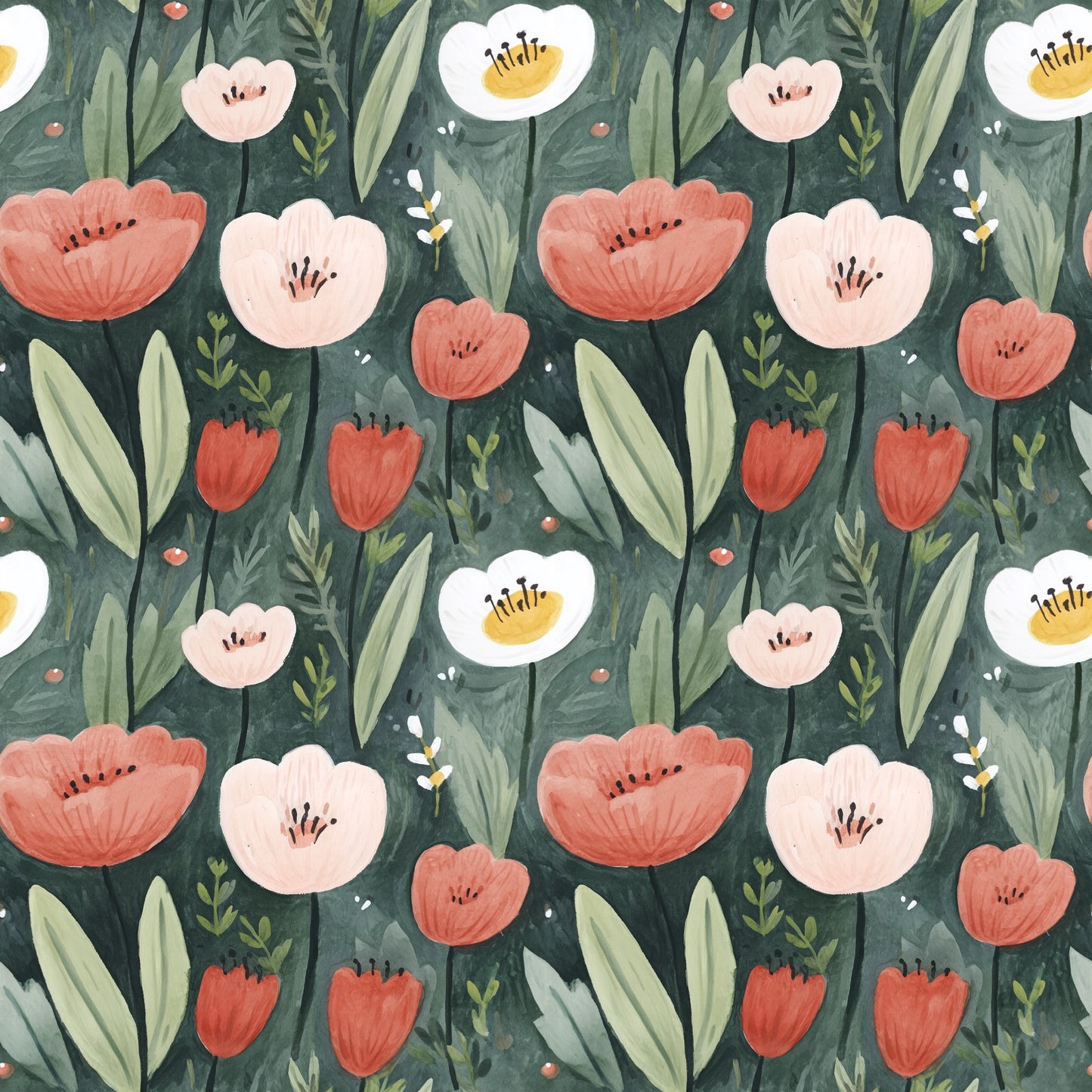 Peach Summer Blooms Digital Seamless Pattern