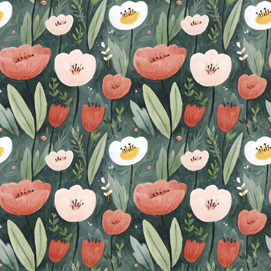Peach Summer Blooms Digital Seamless Pattern